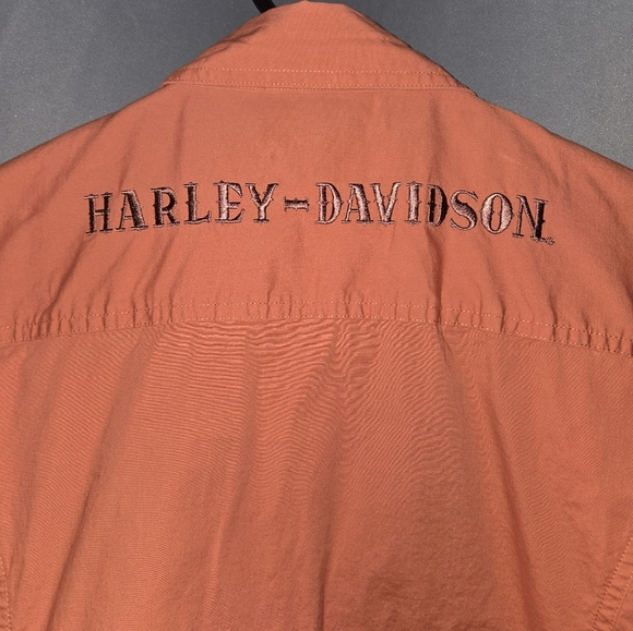 Harley-Davidson Women's Orange Button-Up Shirt Size XL | Western Style Pockets - Picture 4 of 7